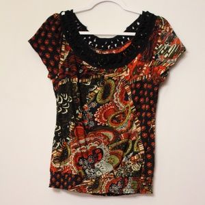Lucky brand paisley printed blouse size small